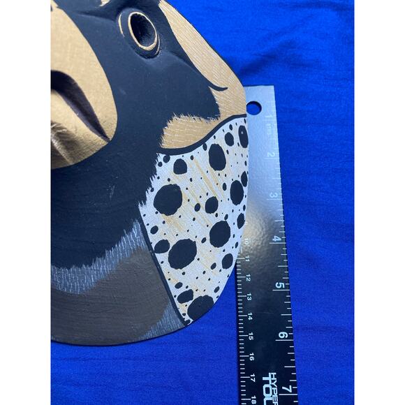 Carved Hand Painted Wood Bird of Pray Mask Signed 6x6x5 - Picture 10 of 10